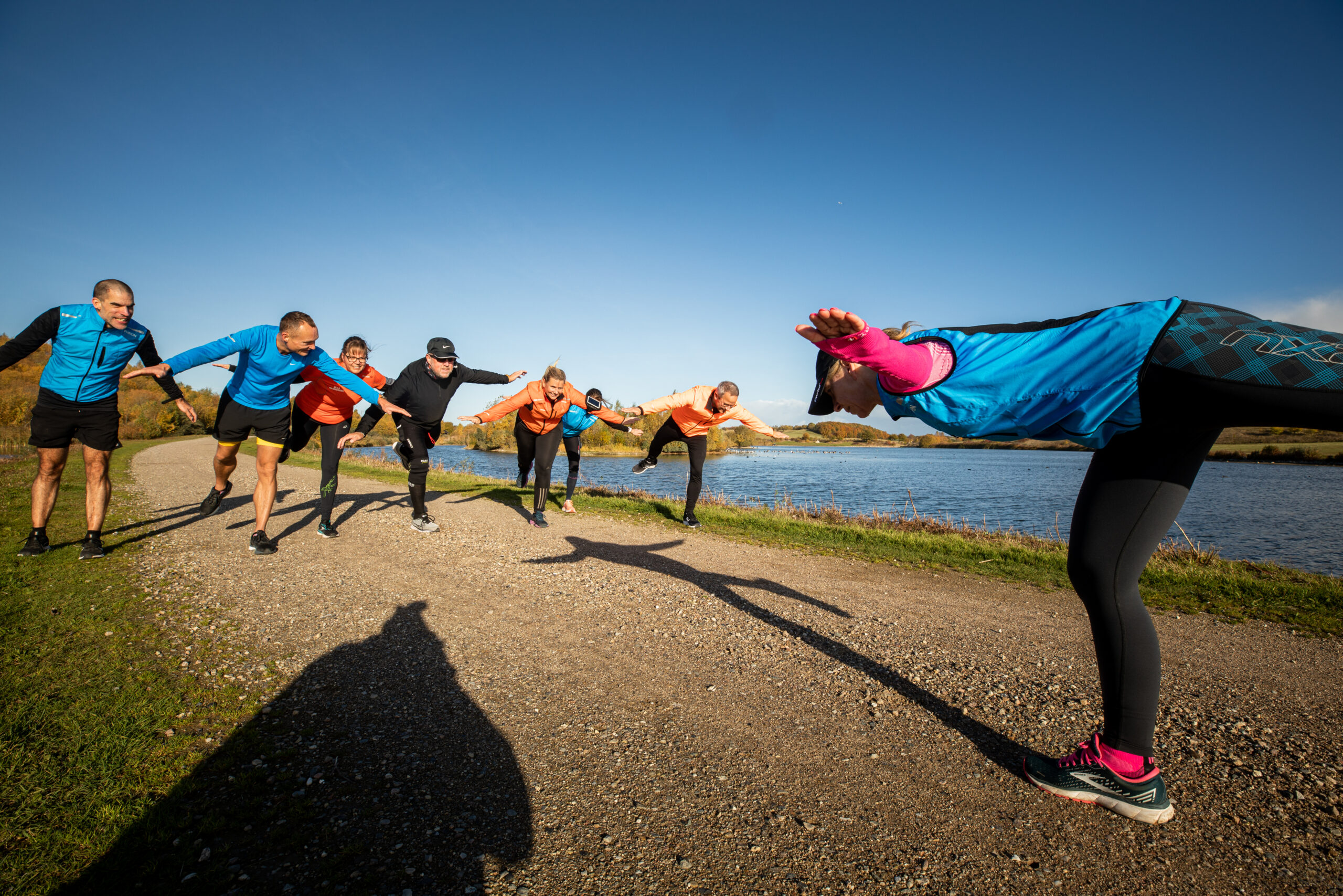 Løbeklubben Fløng Kondi træner i Hedeland ved skibakken, amfiteatret og Flintesø, oktober 2021